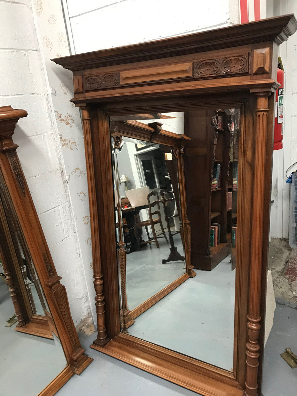 Beautiful Large French Walnut Mantle Mirror