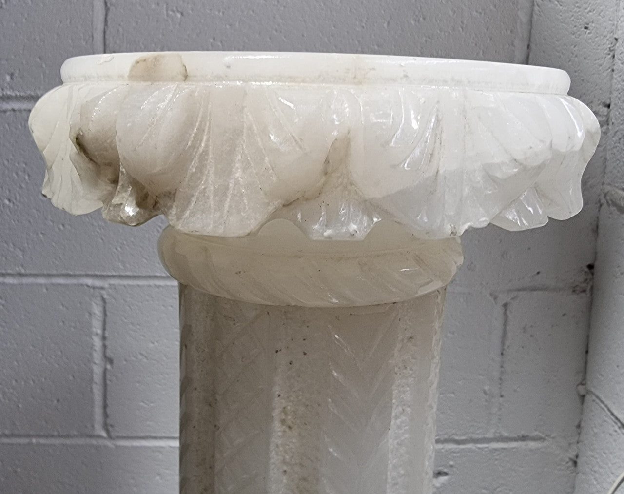 White Alabaster Floor Lamp Column Pedestal