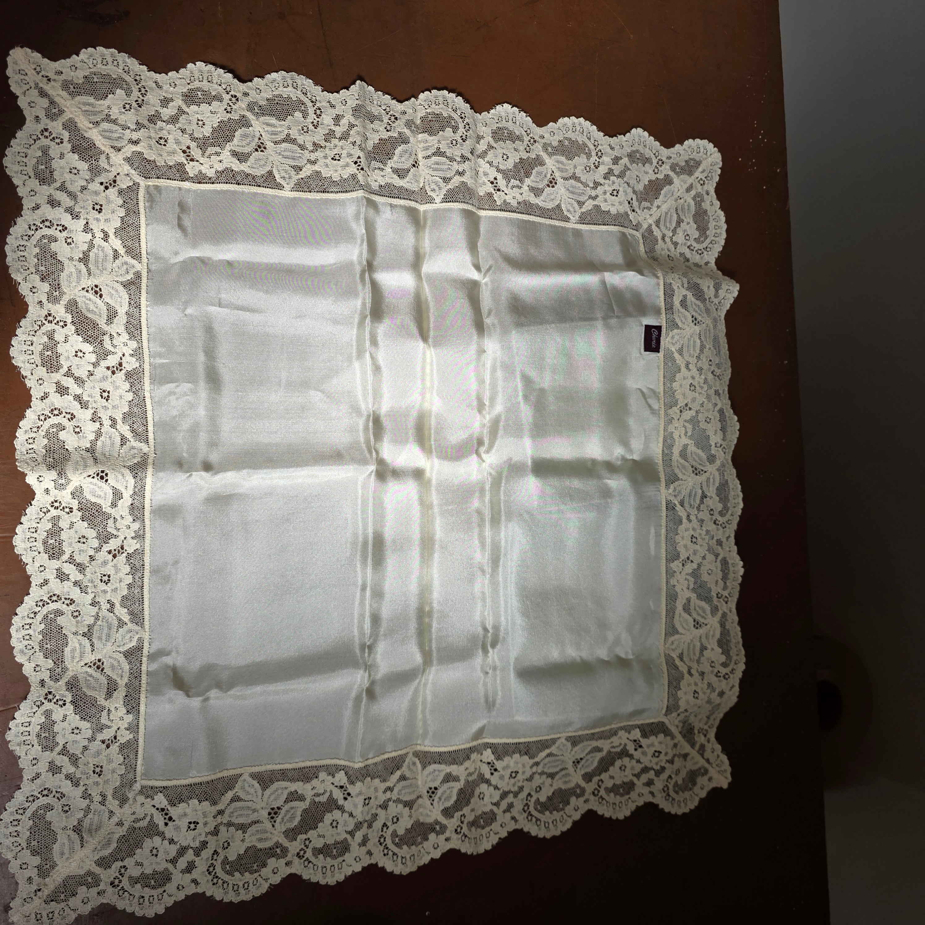 "Cherie" Boxed Silk & Lace Handkerchief