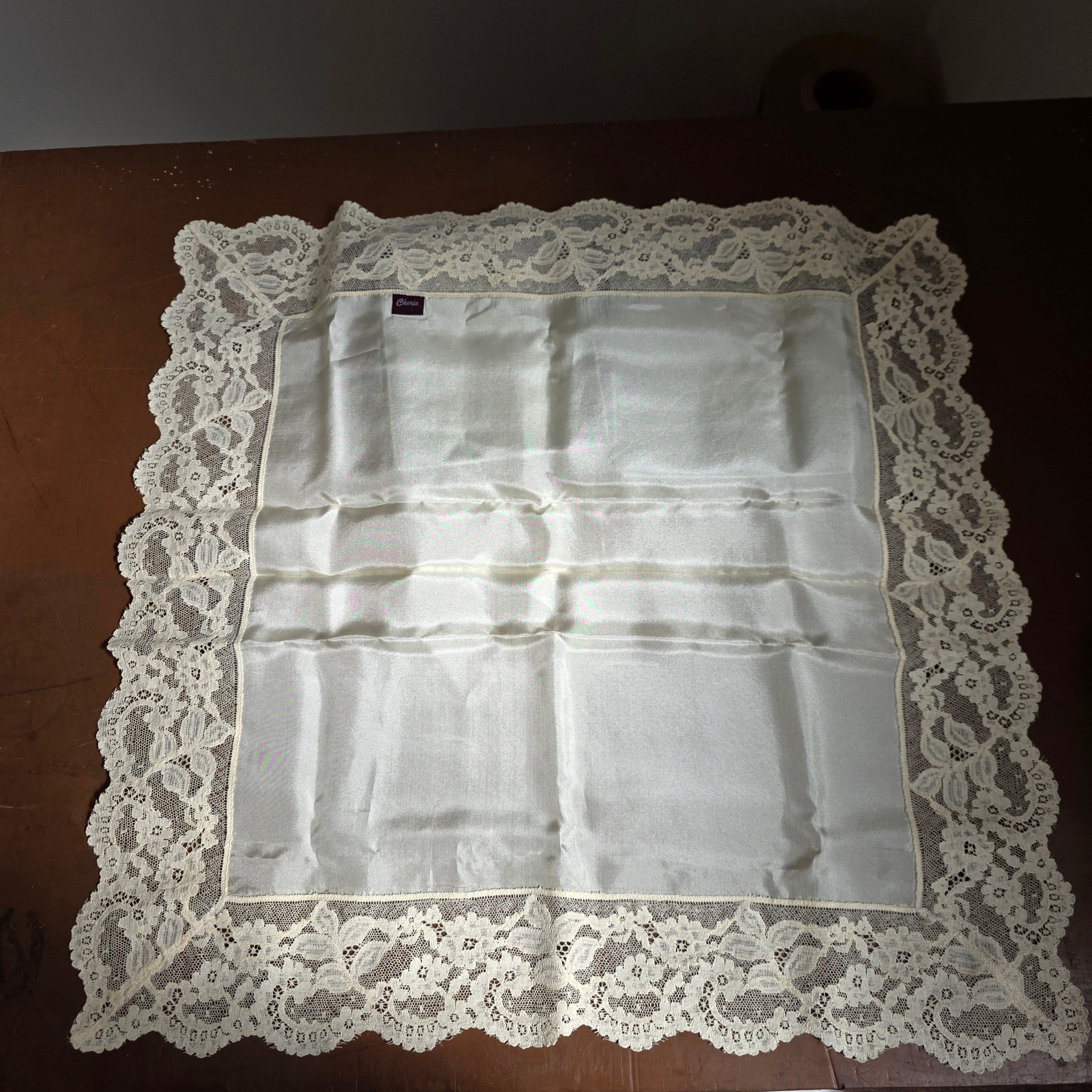 "Cherie" Boxed Silk & Lace Handkerchief