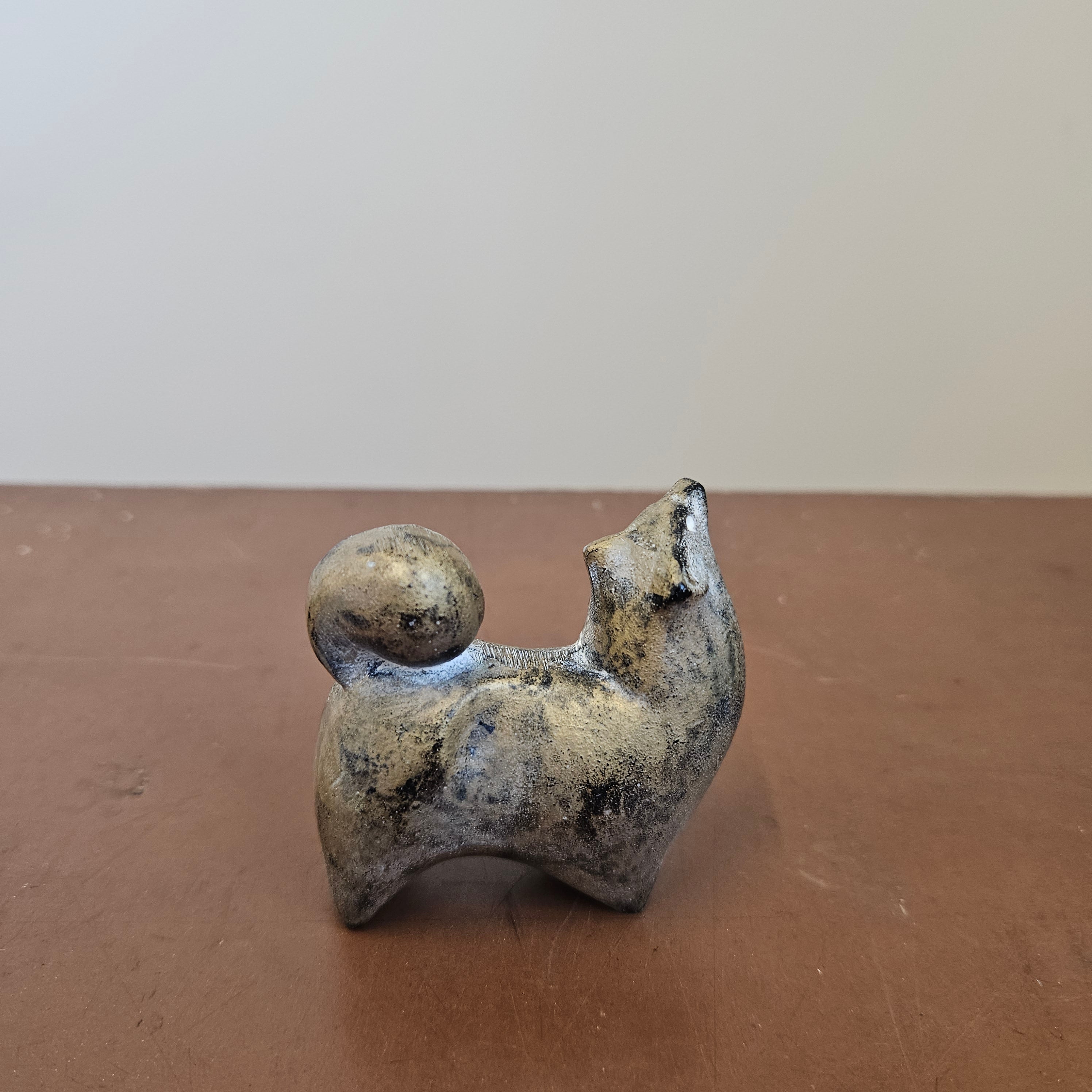 Vintage Sotaro Saegusa Style Japanese Cast Iron Dog Sculpture