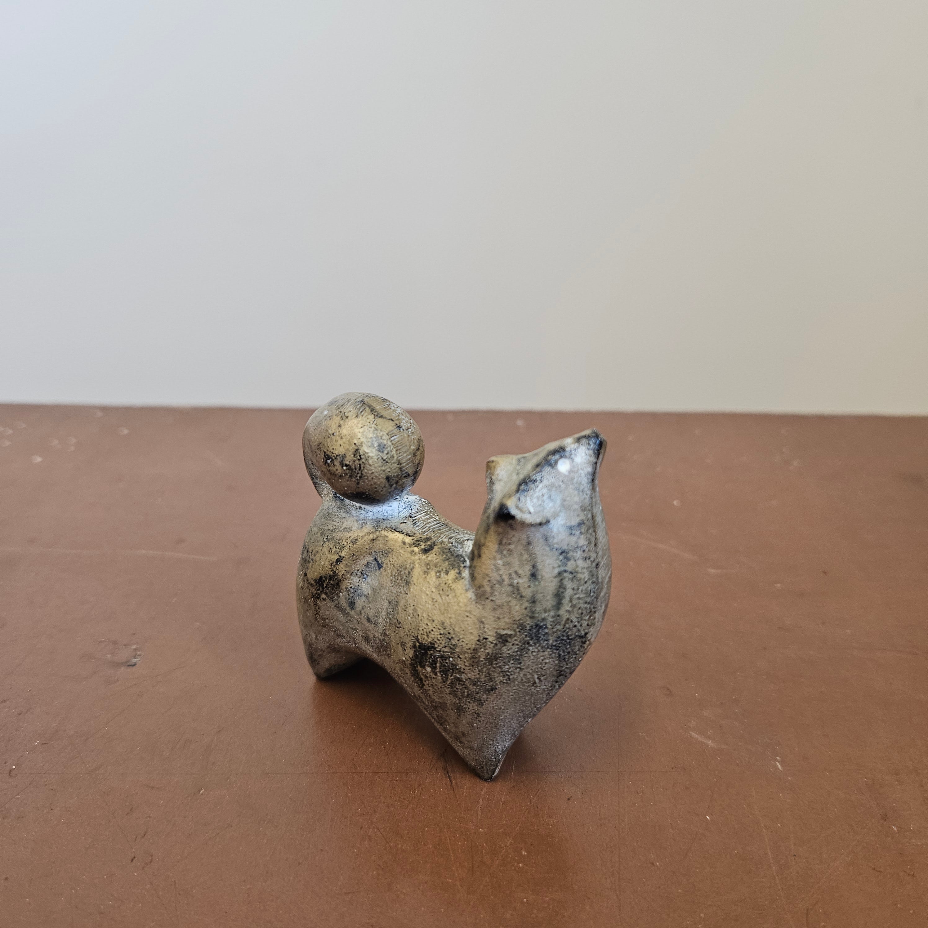Vintage Sotaro Saegusa Style Japanese Cast Iron Dog Sculpture
