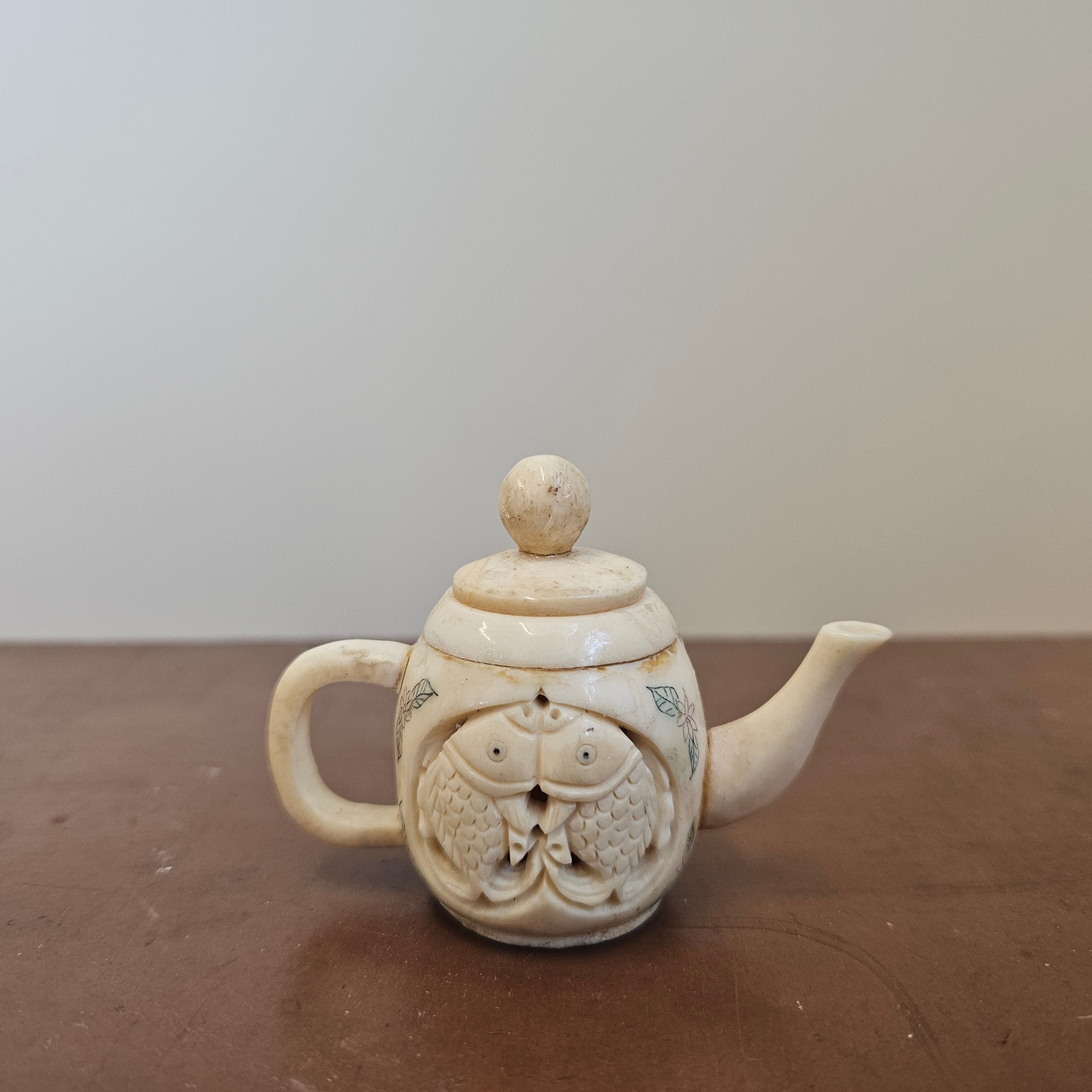 Antique Chinese Ivory Carved Miniature Teapot