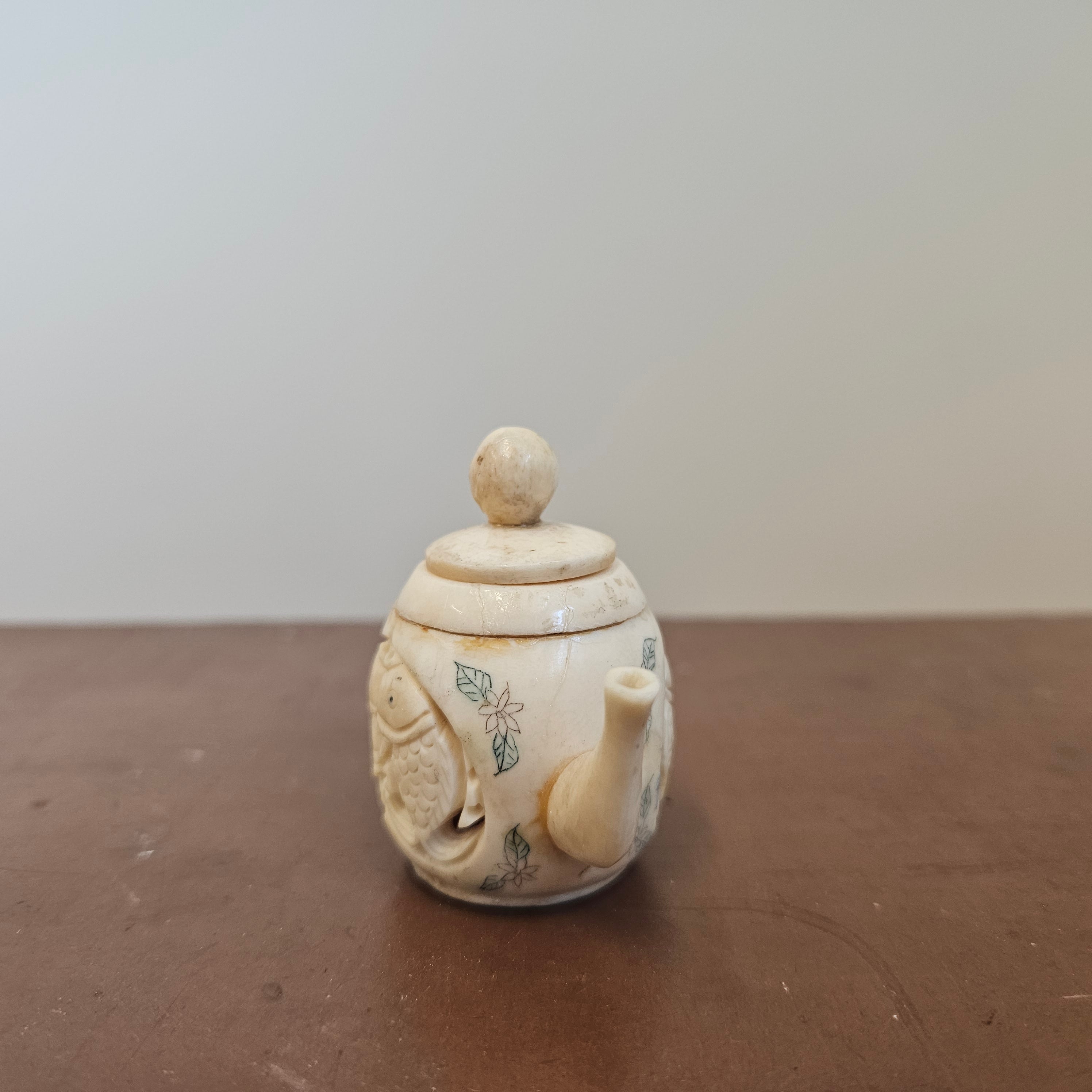 Antique Chinese Ivory Carved Miniature Teapot