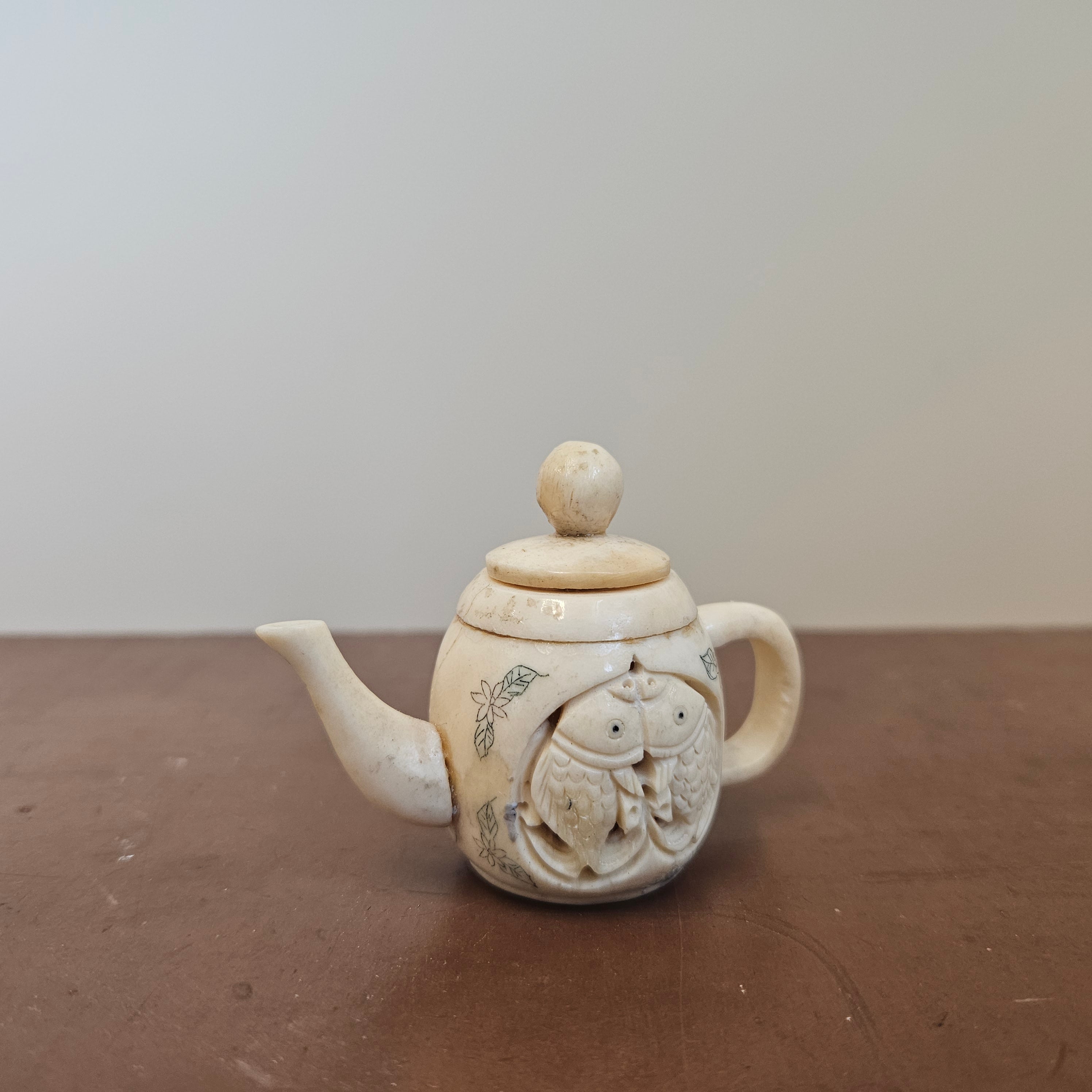 Antique Chinese Ivory Carved Miniature Teapot