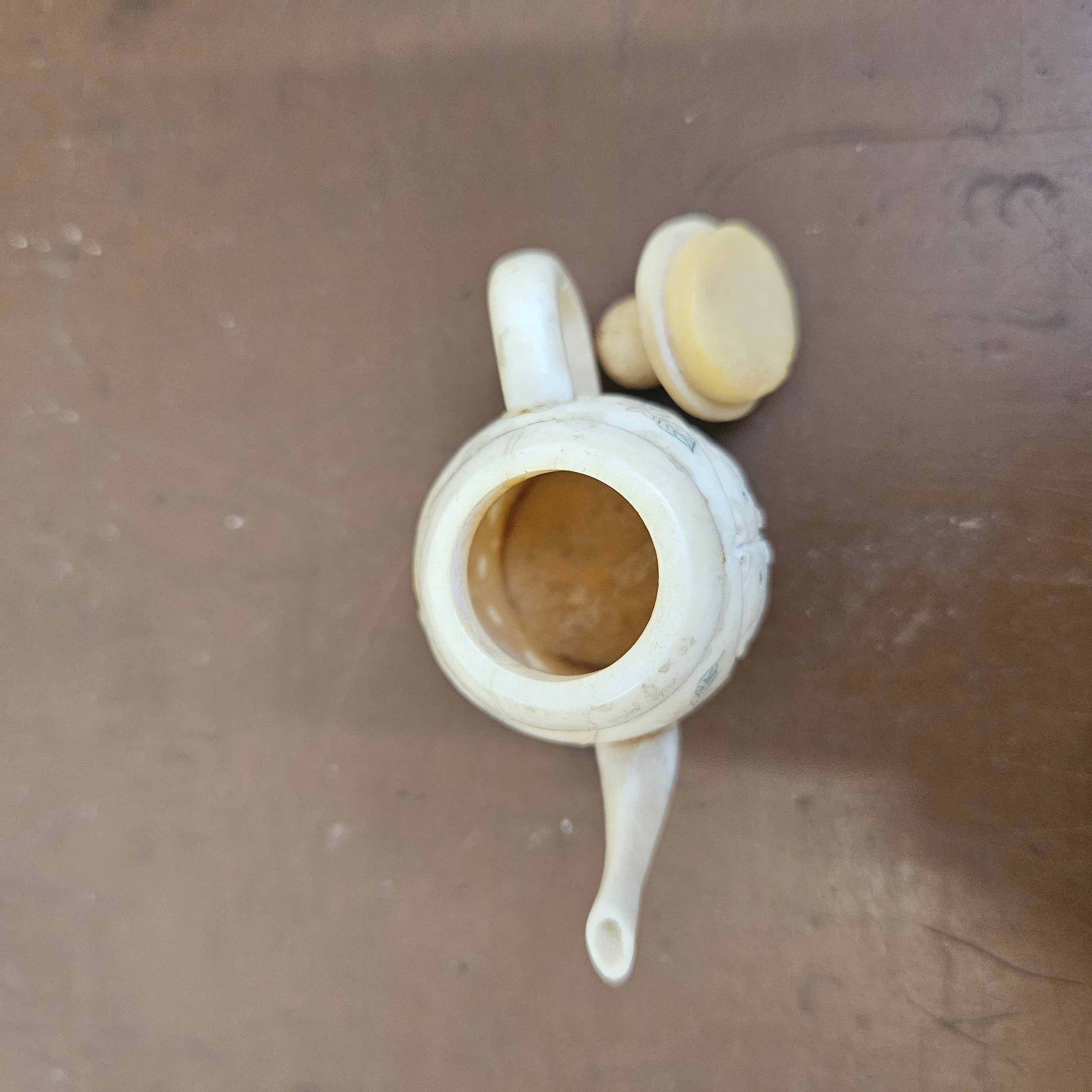 Antique Chinese Ivory Carved Miniature Teapot