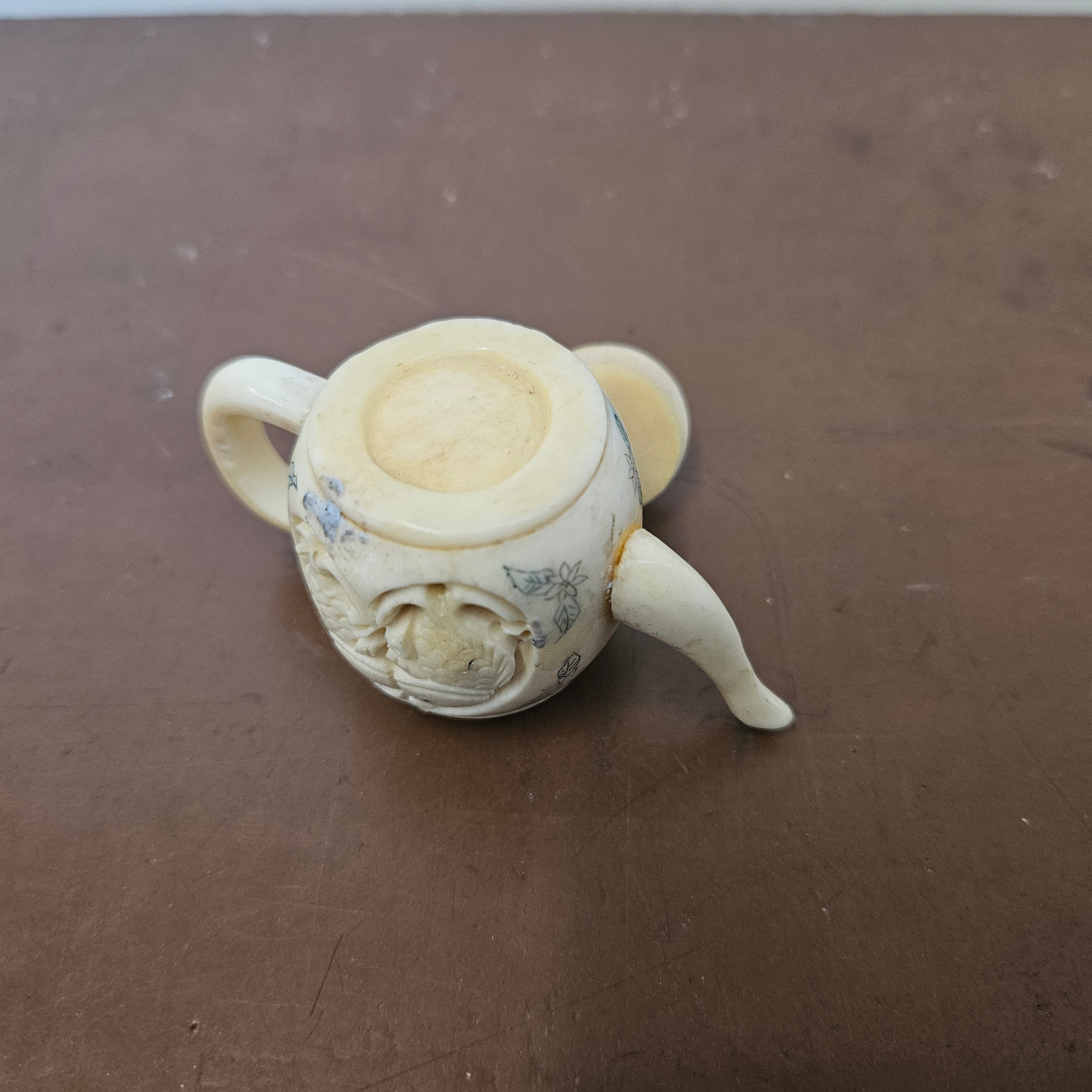 Antique Chinese Ivory Carved Miniature Teapot