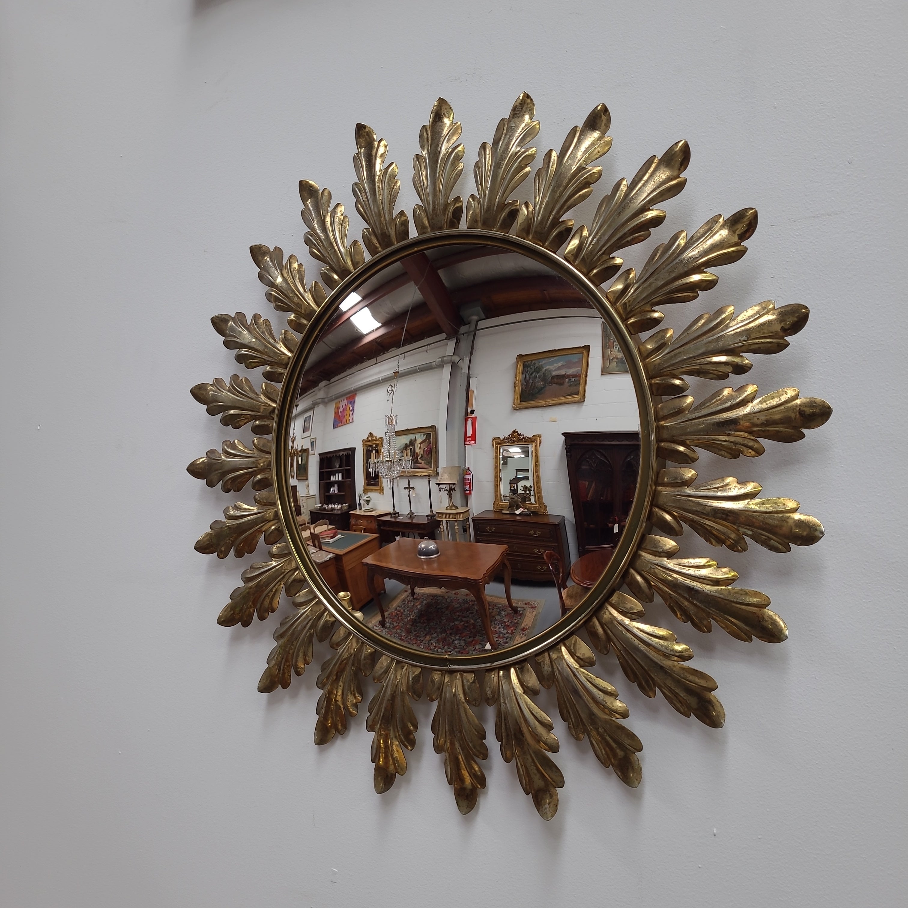 Vintage Brass Convex Mirror | Antique & Vintage | Moonee Ponds Antiques | Australia Wide Delivery