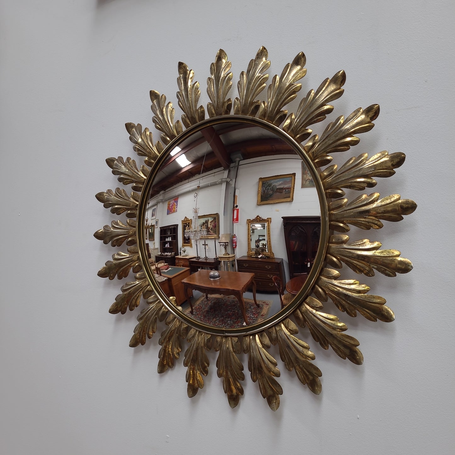 Vintage Brass Convex Mirror