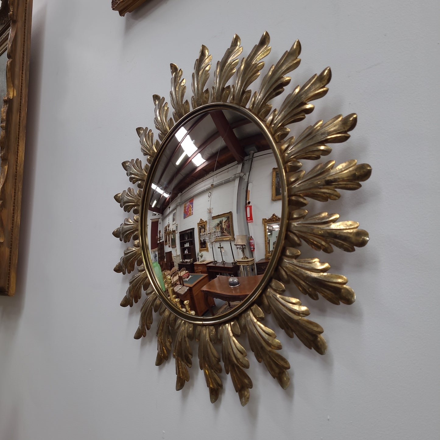 Vintage Brass Convex Mirror