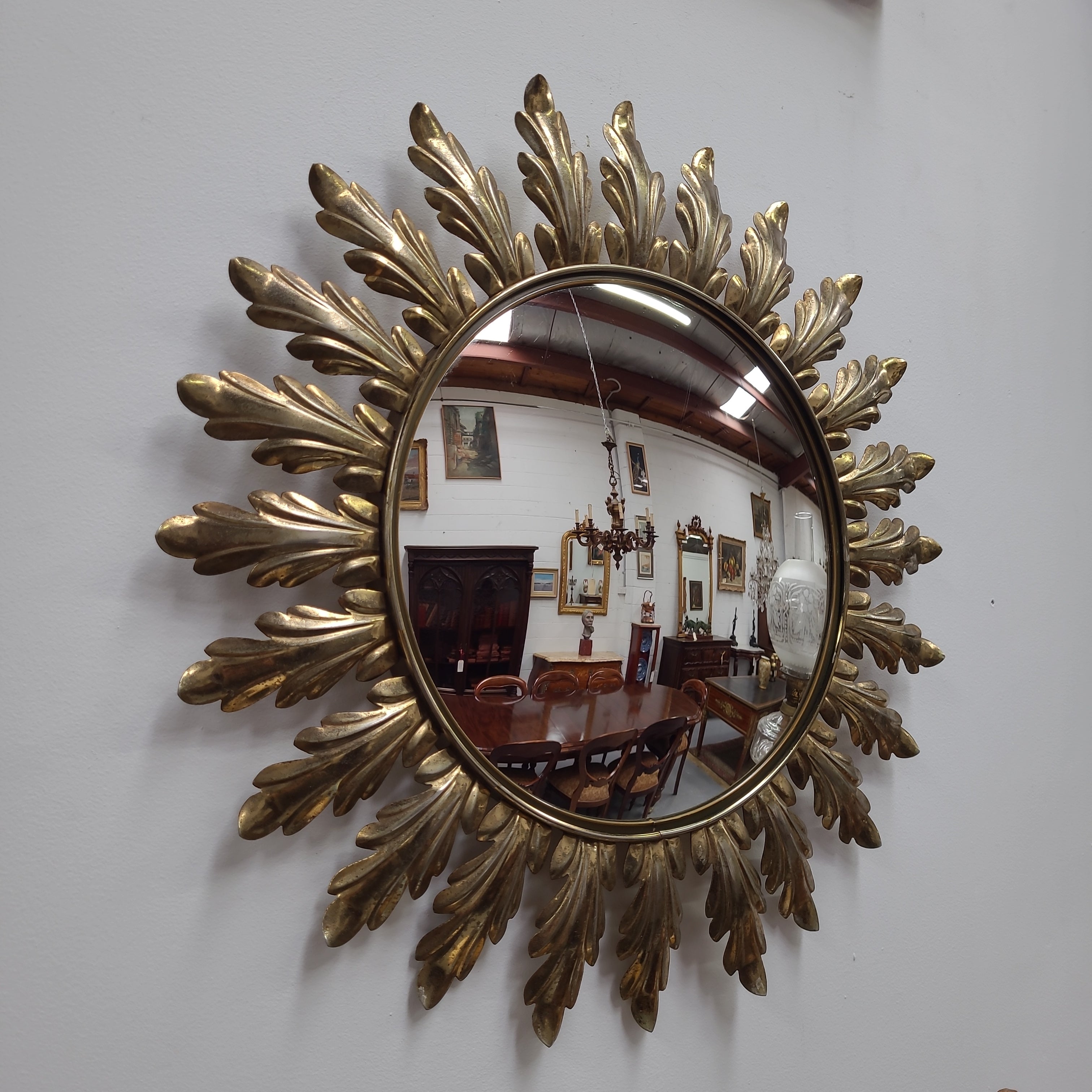 Vintage Brass Convex Mirror | Antique & Vintage | Moonee Ponds Antiques | Australia Wide Delivery