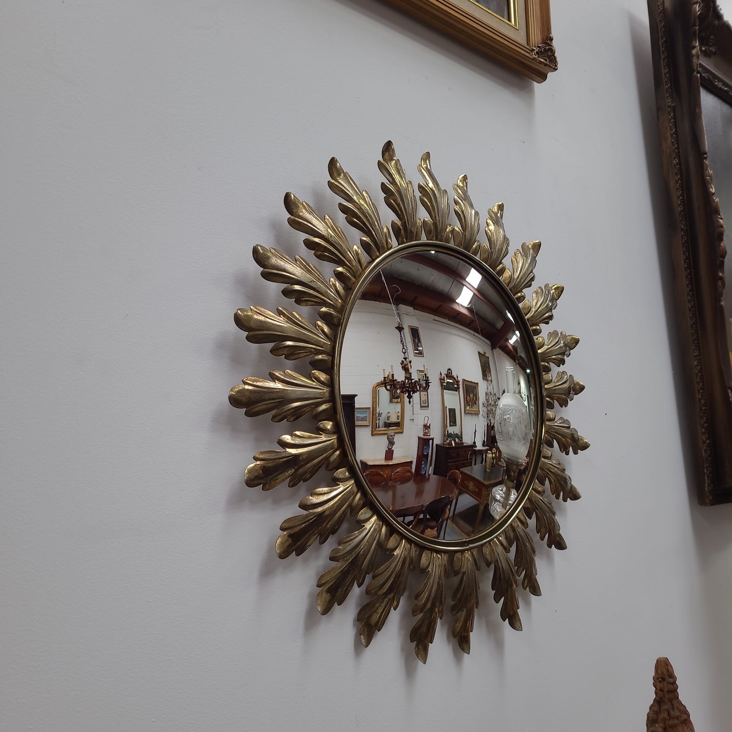 Vintage Brass Convex Mirror