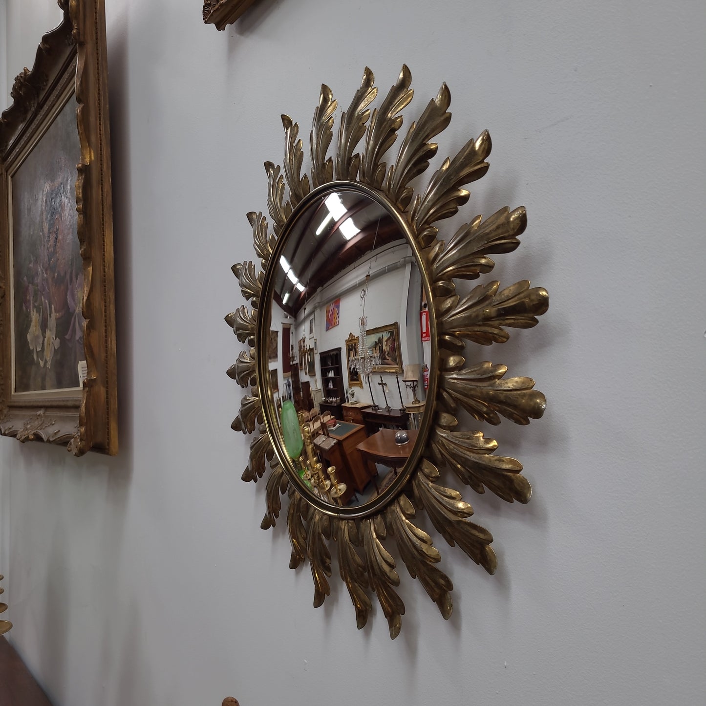 Vintage Brass Convex Mirror