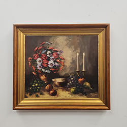 Floral & Fruits Still Life Oil On Canvas Painting | Antique & Vintage | Moonee Ponds Antiques | Australia Wide Delivery