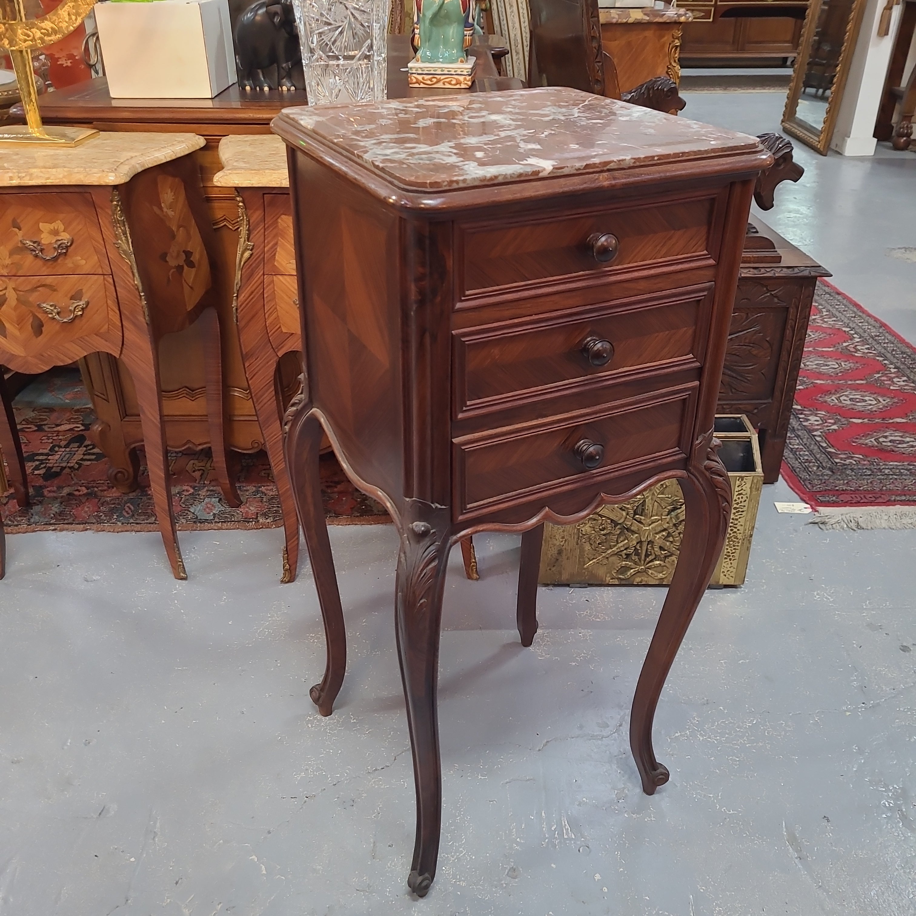 French Rosewood Louis XV Style Single Bedside Cabinet | Antique & Vintage | Moonee Ponds Antiques | Australia Wide Delivery