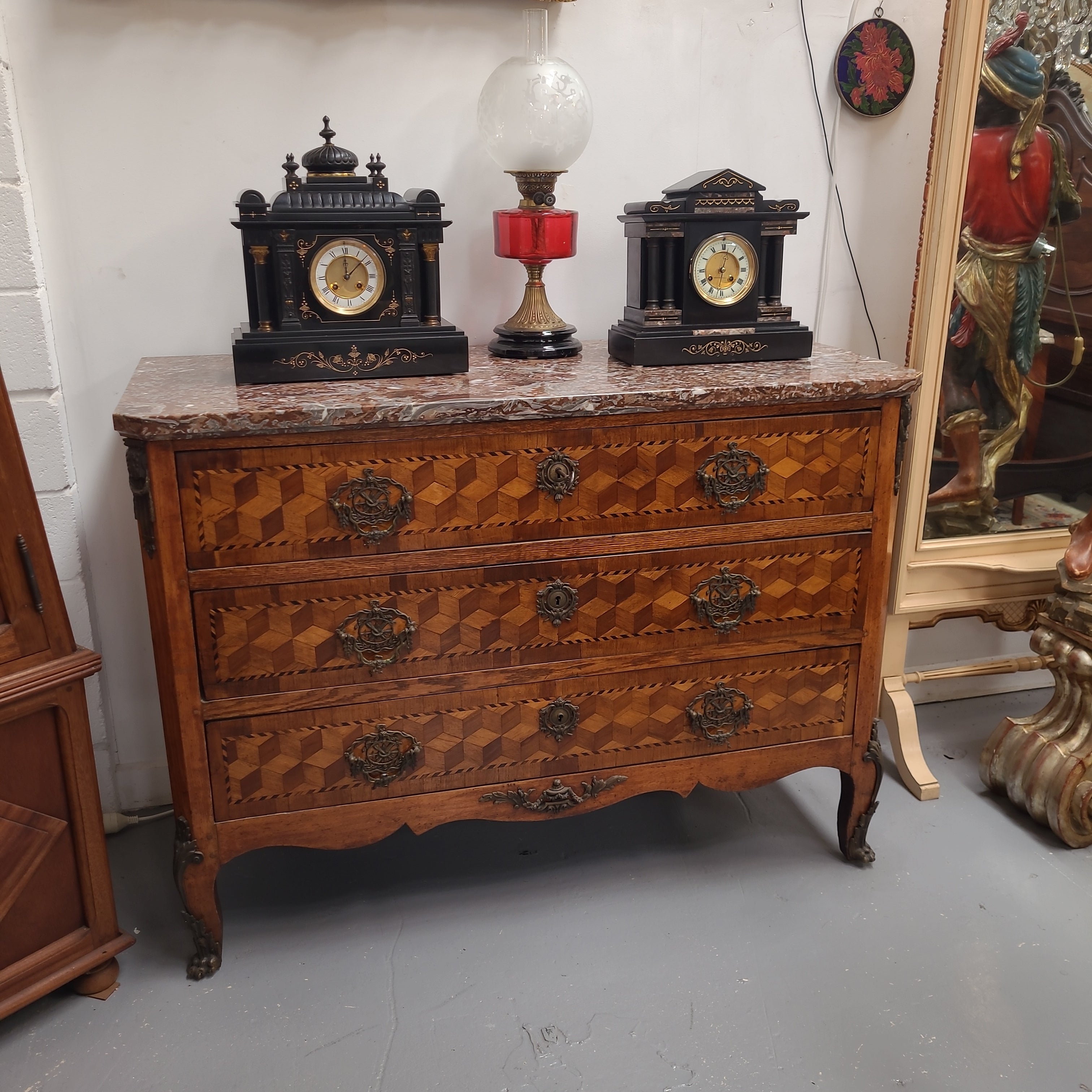 French 18th Century Louis XVI Three Drawer Marble Top Commode | Antique & Vintage | Moonee Ponds Antiques | Australia Wide Delivery