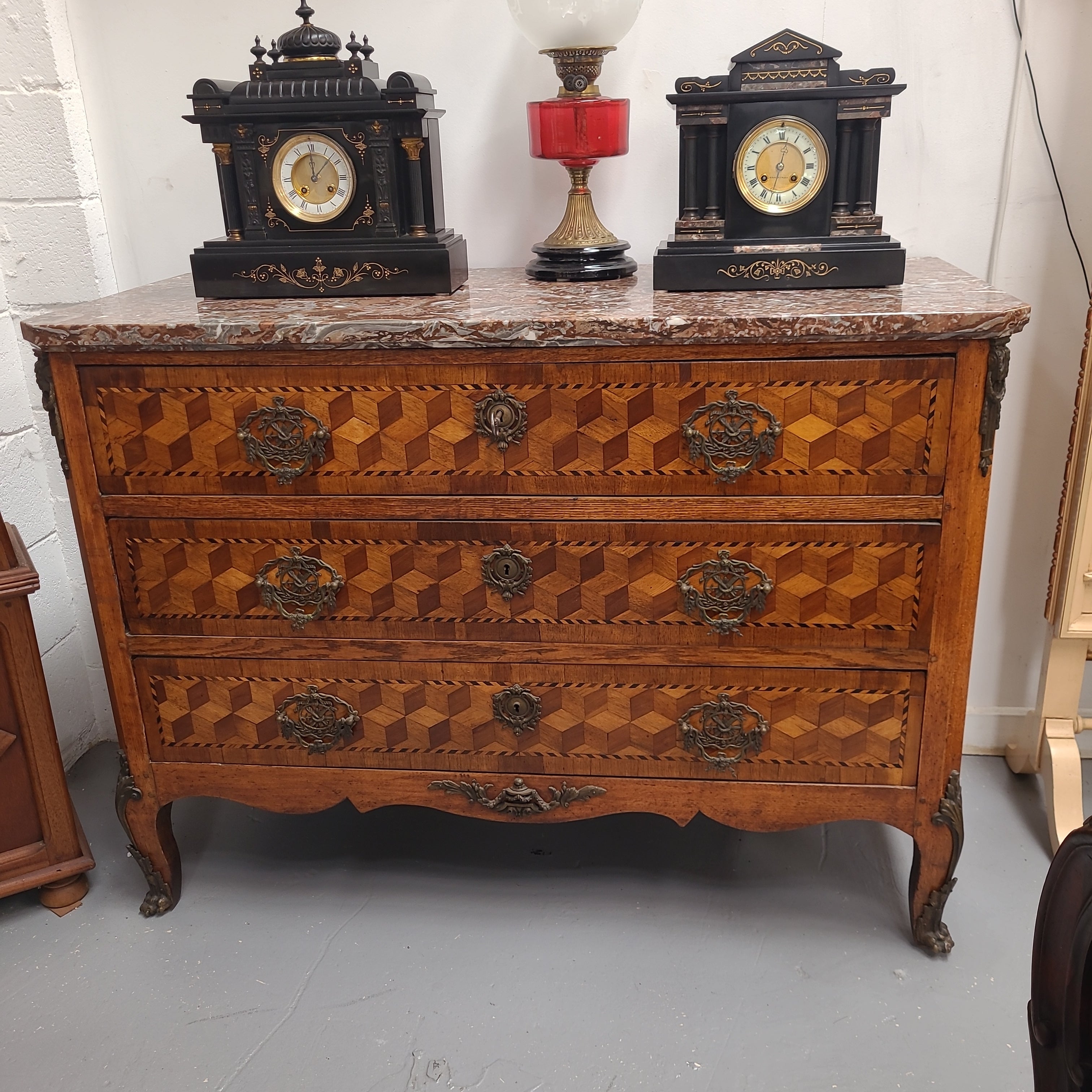 French 18th Century Louis XVI Three Drawer Marble Top Commode | Antique & Vintage | Moonee Ponds Antiques | Australia Wide Delivery