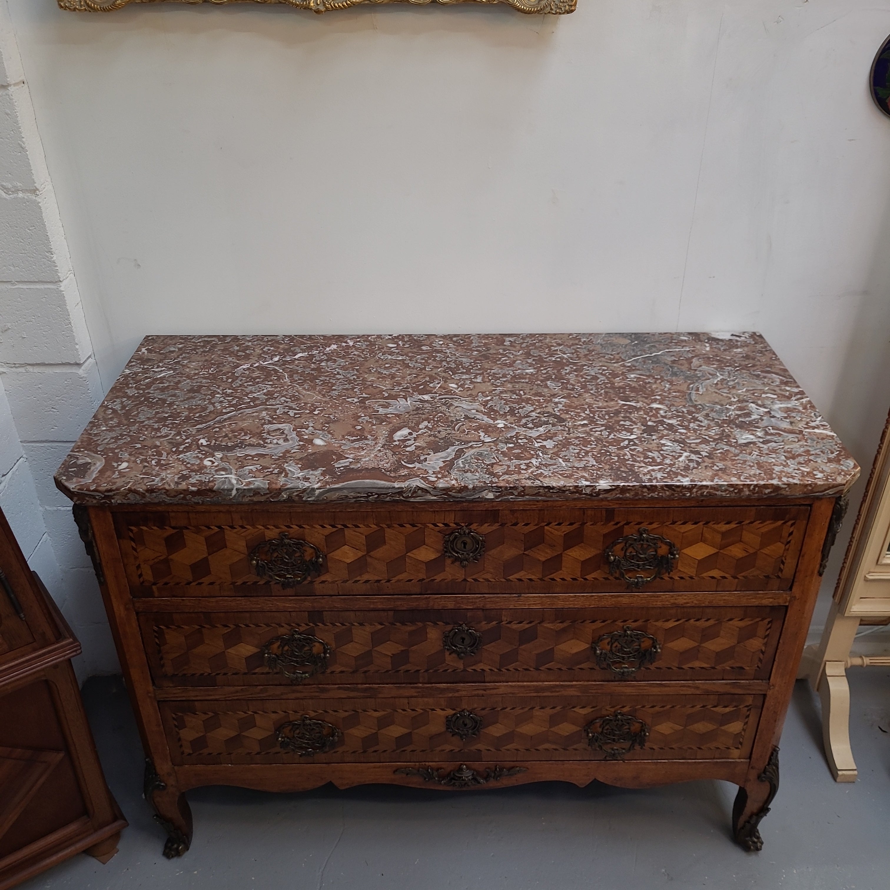 French 18th Century Louis XVI Three Drawer Marble Top Commode | Antique & Vintage | Moonee Ponds Antiques | Australia Wide Delivery