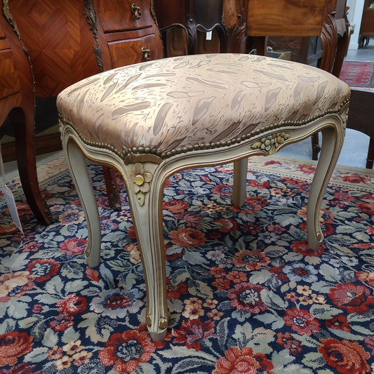 French Louis 15th Style Hand Painted And Gilded Stool
