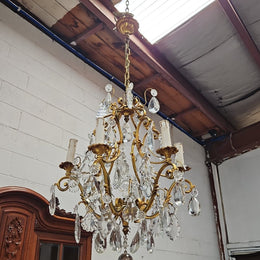Large Parisian Crystal And Gilt Bronze Chandelier