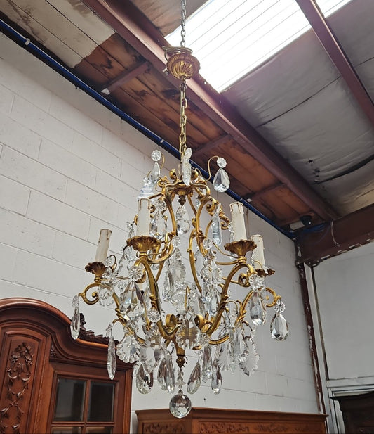 Large Parisian Crystal And Gilt Bronze Chandelier