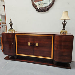 Grand Jules Leleu Style French Art Deco Walnut Four Door Buffet | Antique & Vintage | Moonee Ponds Antiques | Australia Wide Delivery