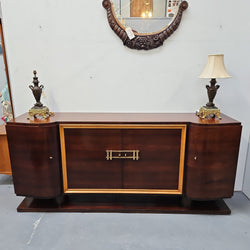 Grand Jules Leleu Style French Art Deco Walnut Four Door Buffet | Antique & Vintage | Moonee Ponds Antiques | Australia Wide Delivery