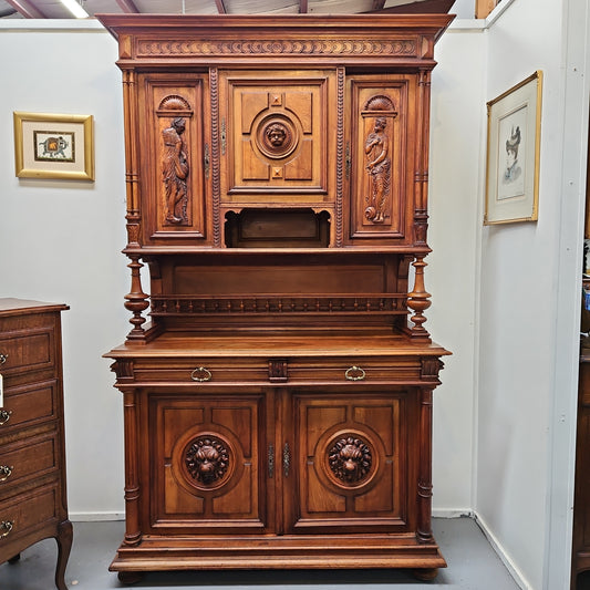 Impressive French Walnut Henry II Style Buffet Sideboard