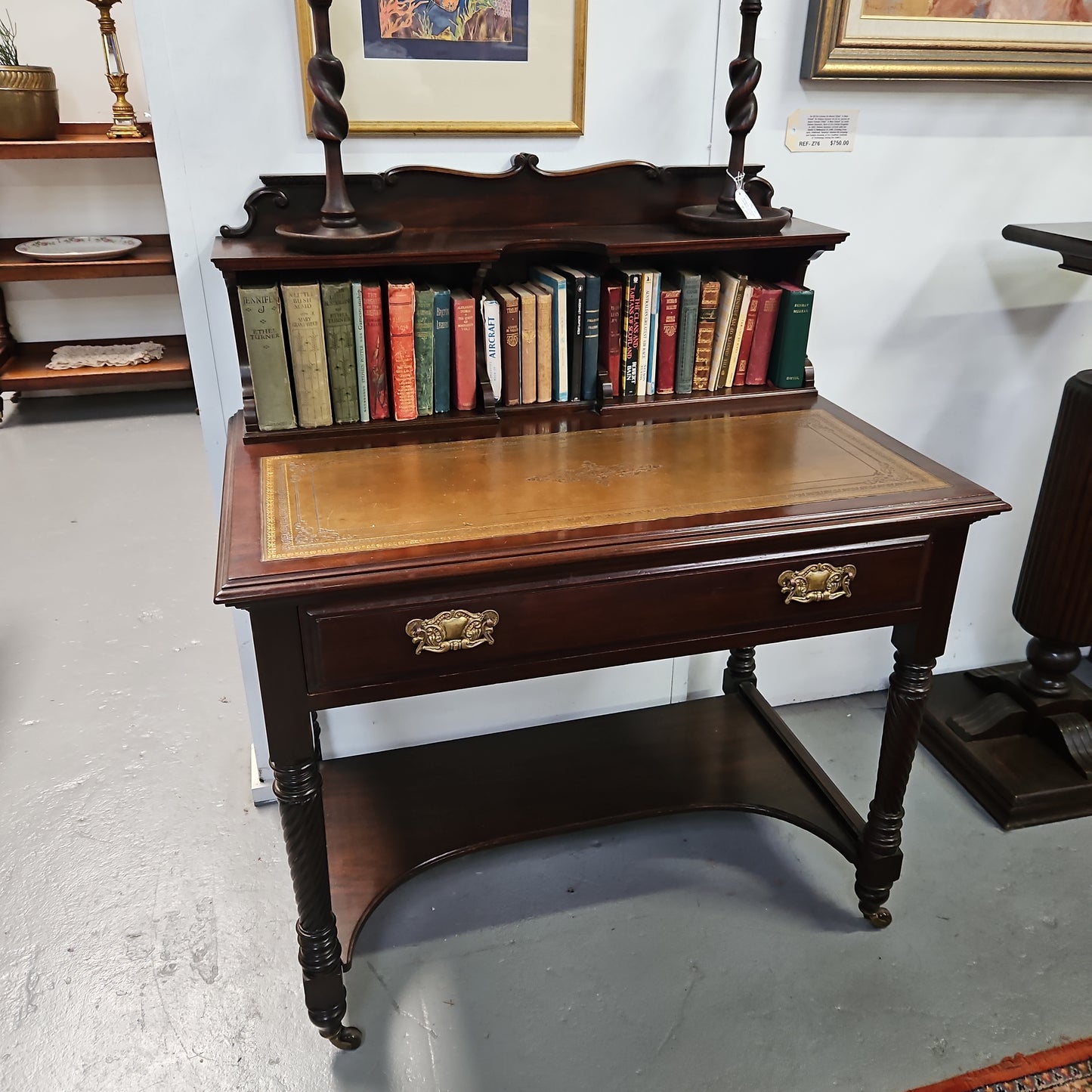 Edwardian Mahogany Leather Top Desk With Storage