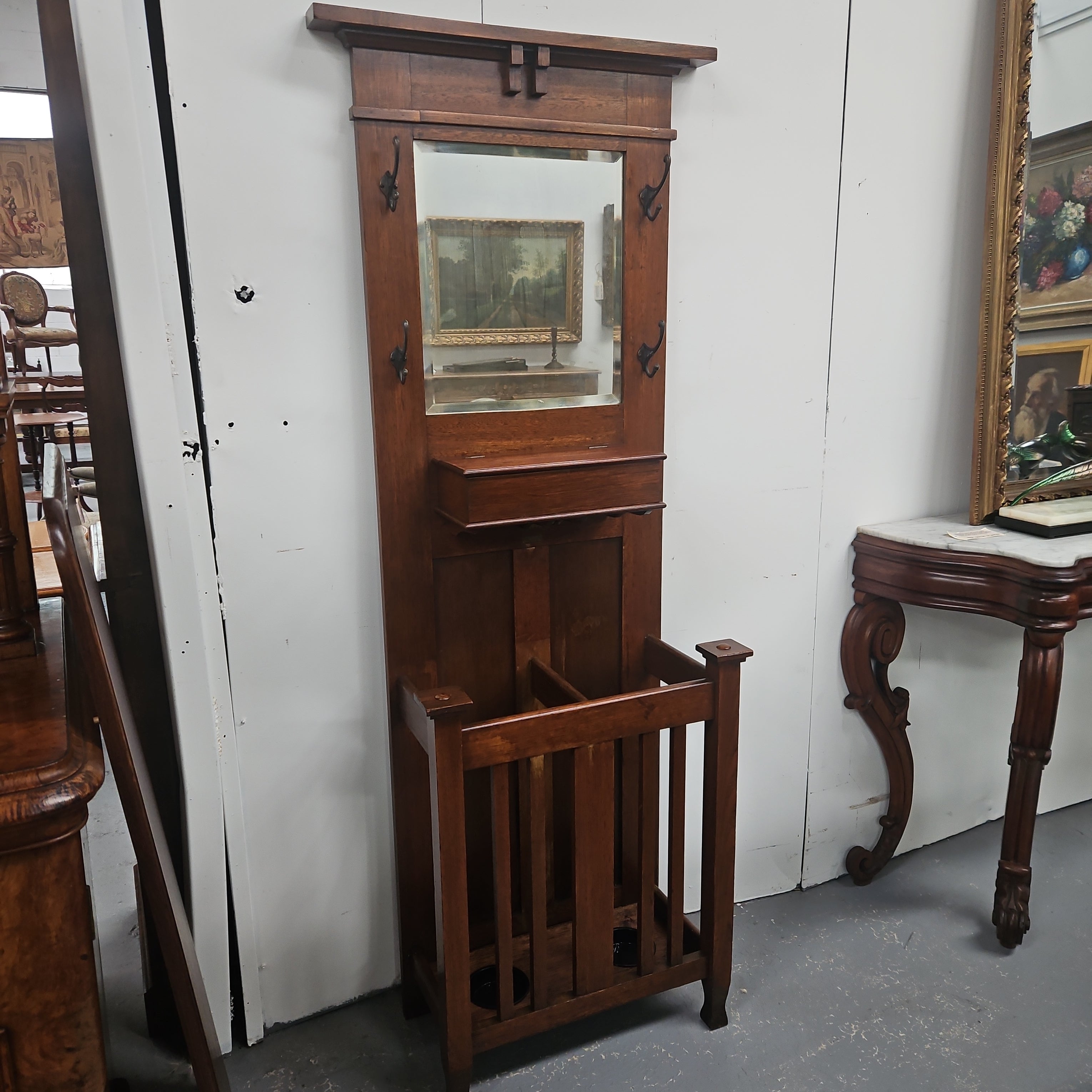 Compact Arts & Crafts Hall Stand | Antique & Vintage | Moonee Ponds Antiques | Australia Wide Delivery