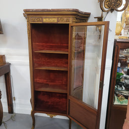 Original 19th Century French Vernis Martin Vitrine With Marble Top & Hand Painted Panels