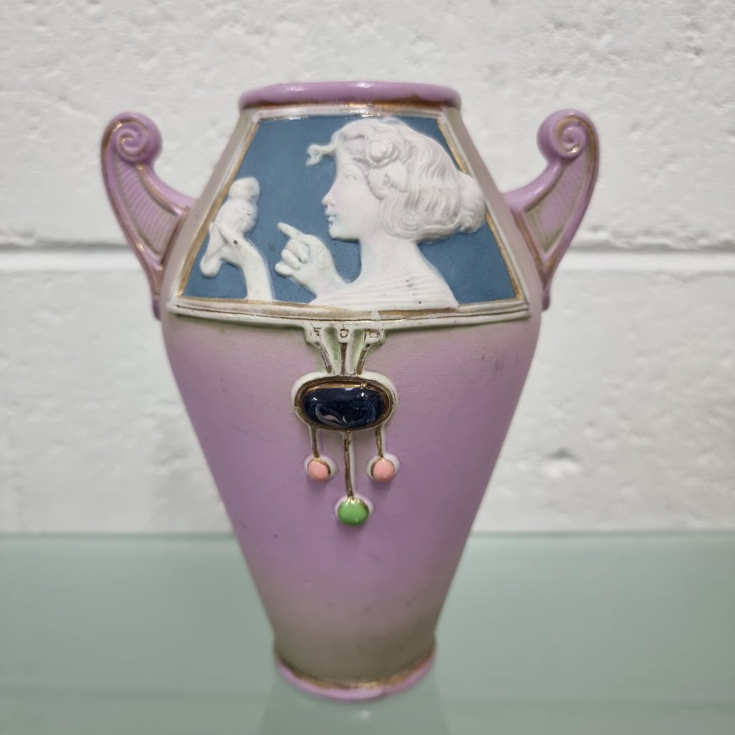 Art Nouveau Schafer Vater Rudolstaft Purple Jasperware Vase