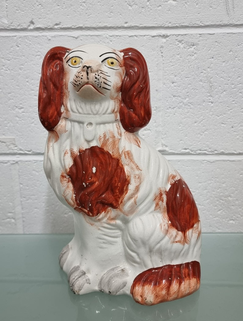 Antique Red Staffordshire Spaniel Dog Statue