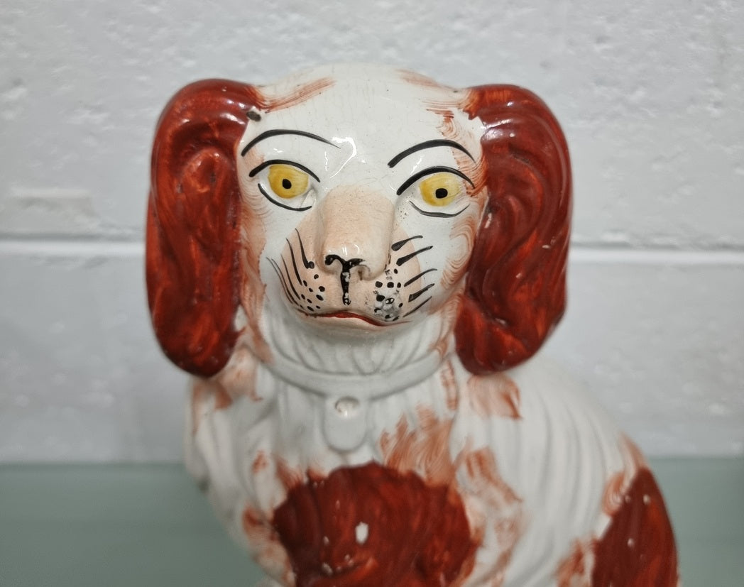 Antique Red Staffordshire Spaniel Dog Statue