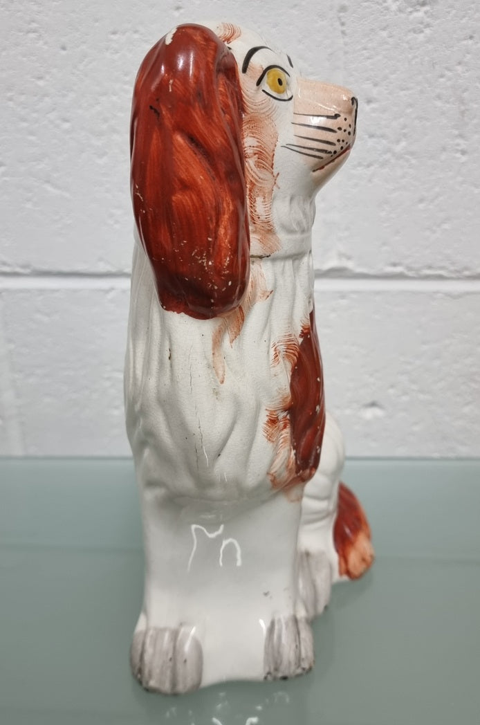 Antique Red Staffordshire Spaniel Dog Statue