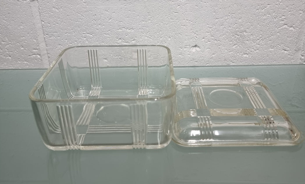 Art Deco Glass Butter Dish/Container