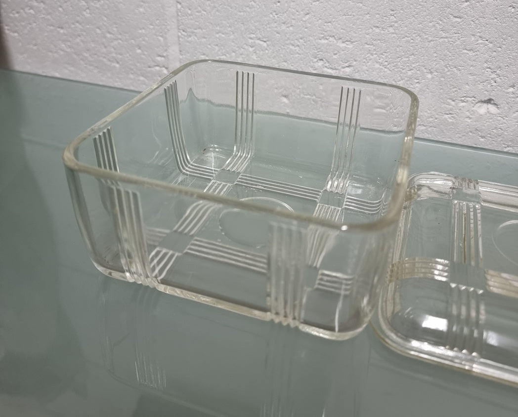 Art Deco Glass Butter Dish/Container | Antique & Vintage | Moonee Ponds Antiques | Australia Wide Delivery