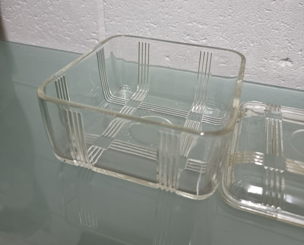 Art Deco Glass Butter Dish/Container