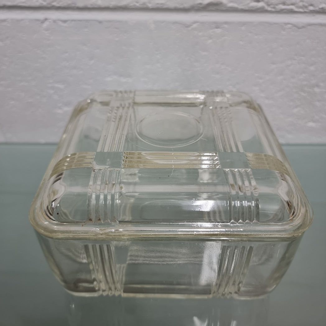 Art Deco Glass Butter Dish/Container | Antique & Vintage | Moonee Ponds Antiques | Australia Wide Delivery