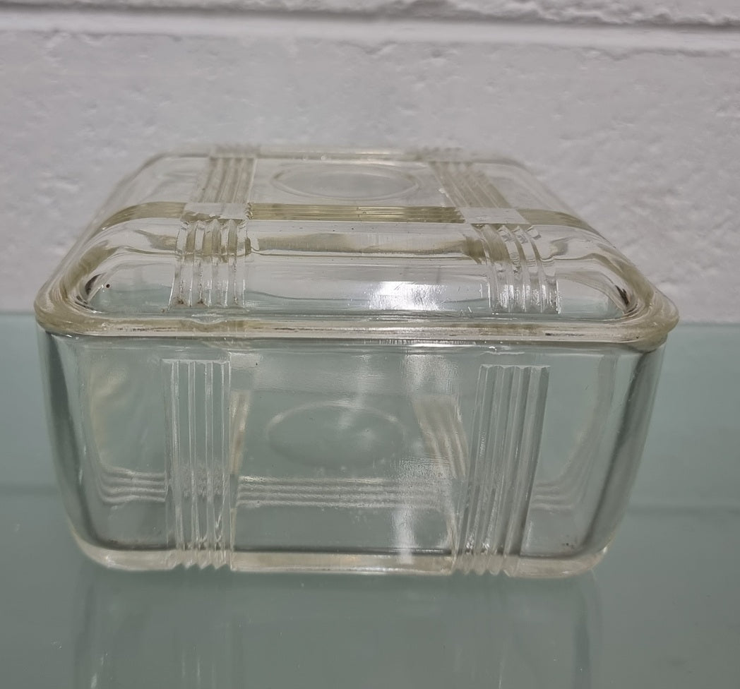 Art Deco Glass Butter Dish/Container