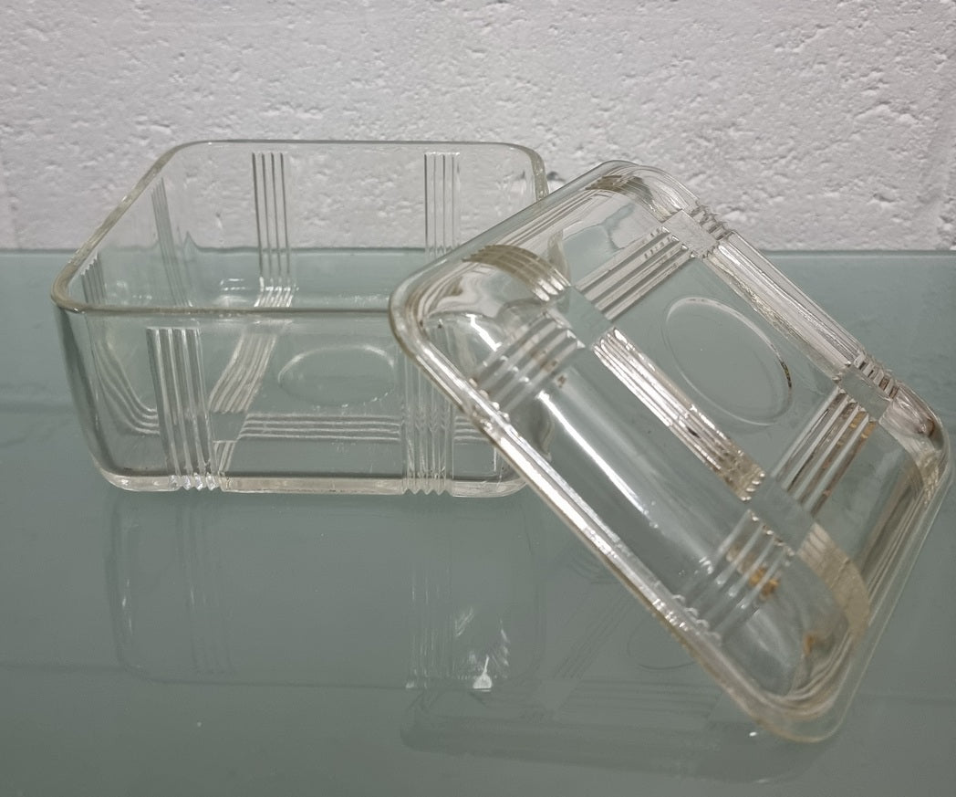 Art Deco Glass Butter Dish/Container