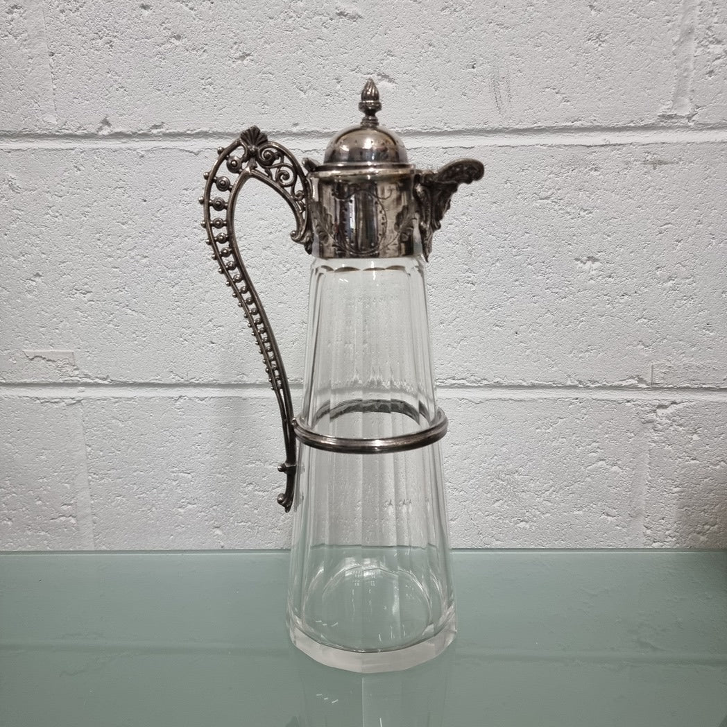 Edwardian Silver Plated & Cut Glass Claret Jug