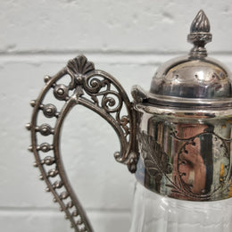 Edwardian Silver Plated & Cut Glass Claret Jug