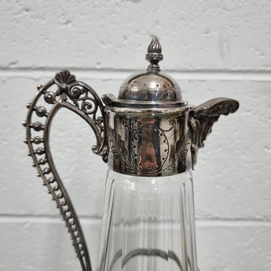 Edwardian Silver Plated & Cut Glass Claret Jug