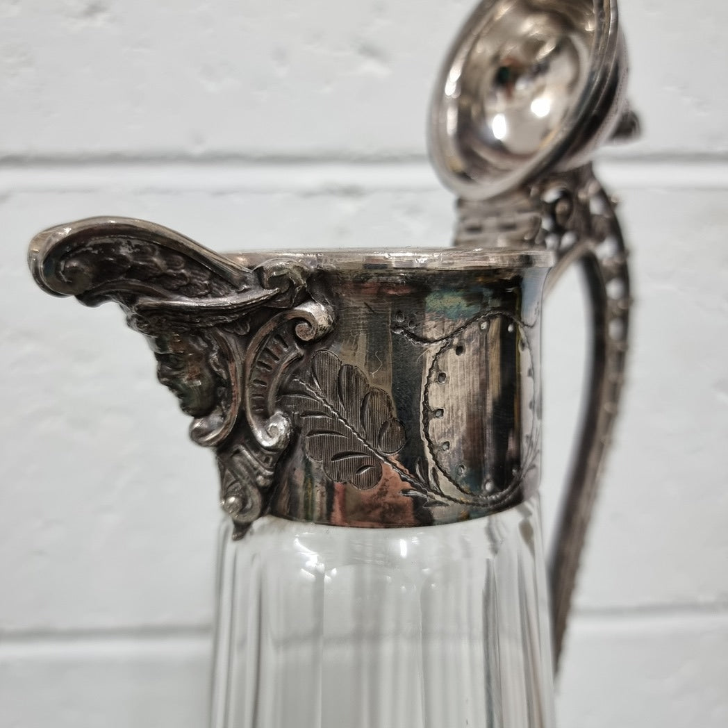 Edwardian Silver Plated & Cut Glass Claret Jug