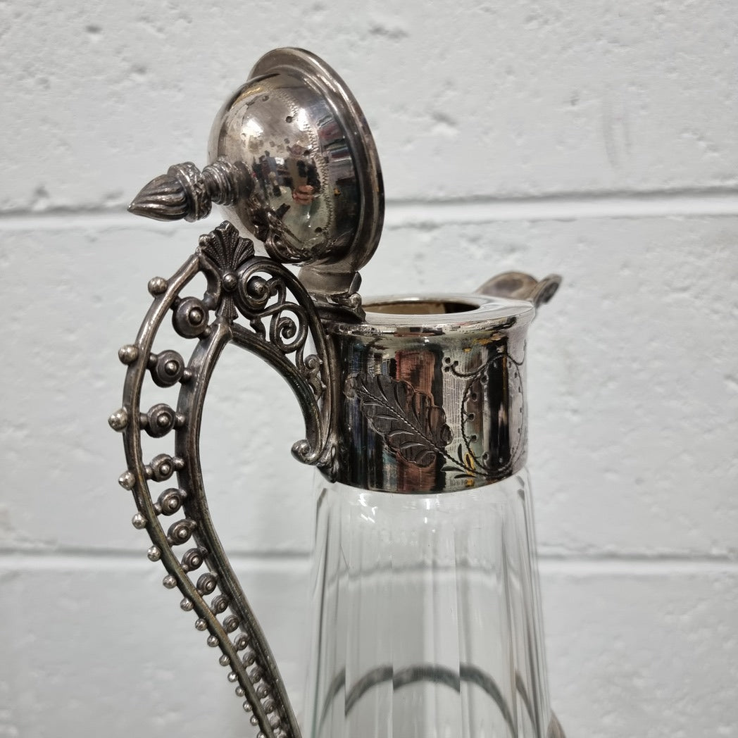 Edwardian Silver Plated & Cut Glass Claret Jug