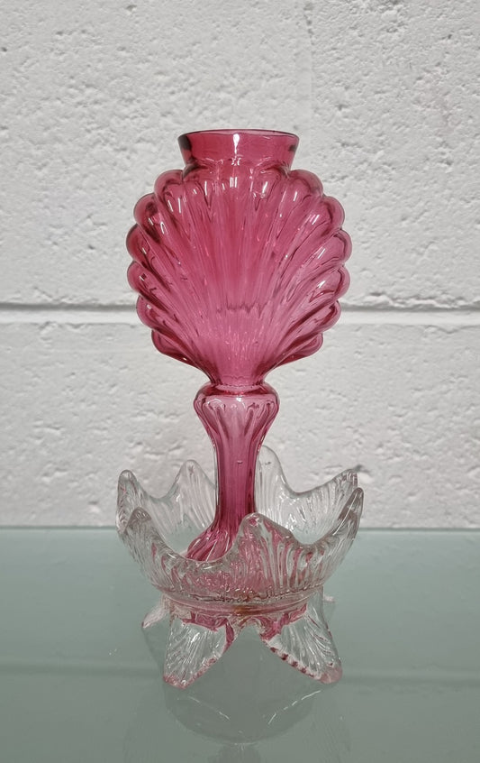 Victorian Ruby & Clear Glass Vase