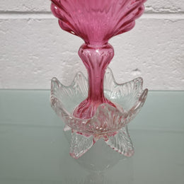 Victorian Ruby & Clear Glass Vase