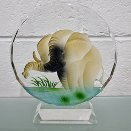 Lovely Carved Coloured Glass Elephant