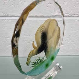 Lovely Carved Coloured Glass Elephant